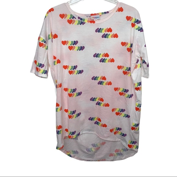 LuLaRoe Tops - Lularoe Irma Rainbow Heart Top NWOT